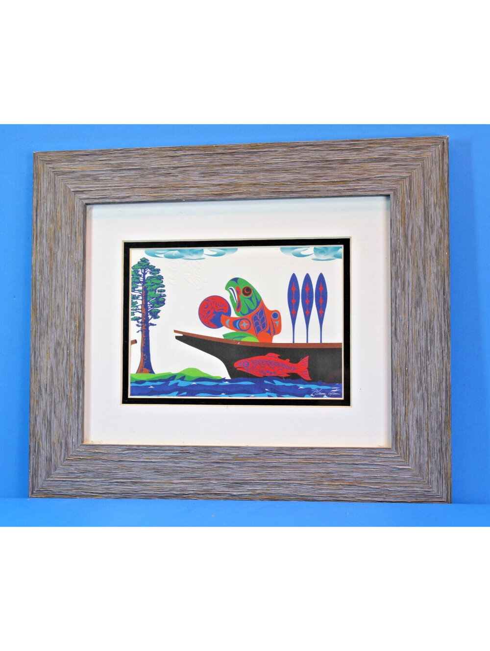 Marvin Oliver 'Homeward Bound' N.W. N. A. Art Embossed 13x11 2" Frame Signed
